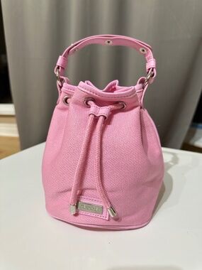 NWT Versace pink mini bag string pull cinch round purse tote